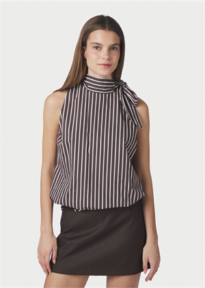 Veda wide stripe top Dark Brown Neo Noir